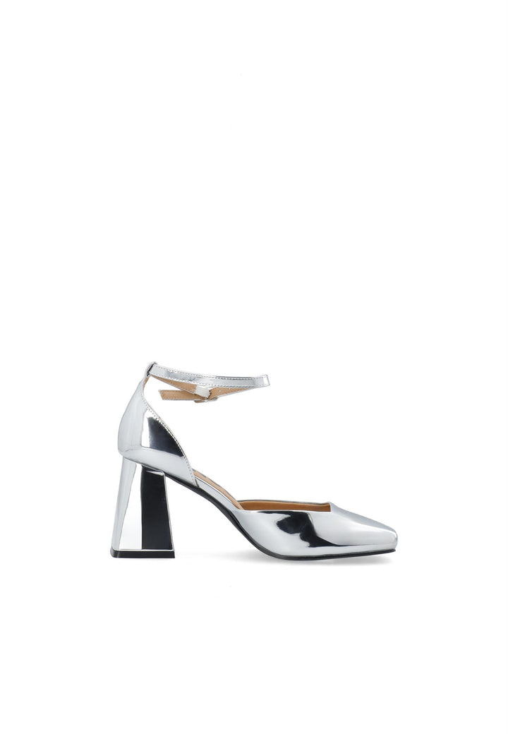 Biajoyce D'Orsay Pump Faux Leather Silver Mirror