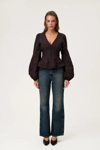 Palena Blouse Brown Embroidery