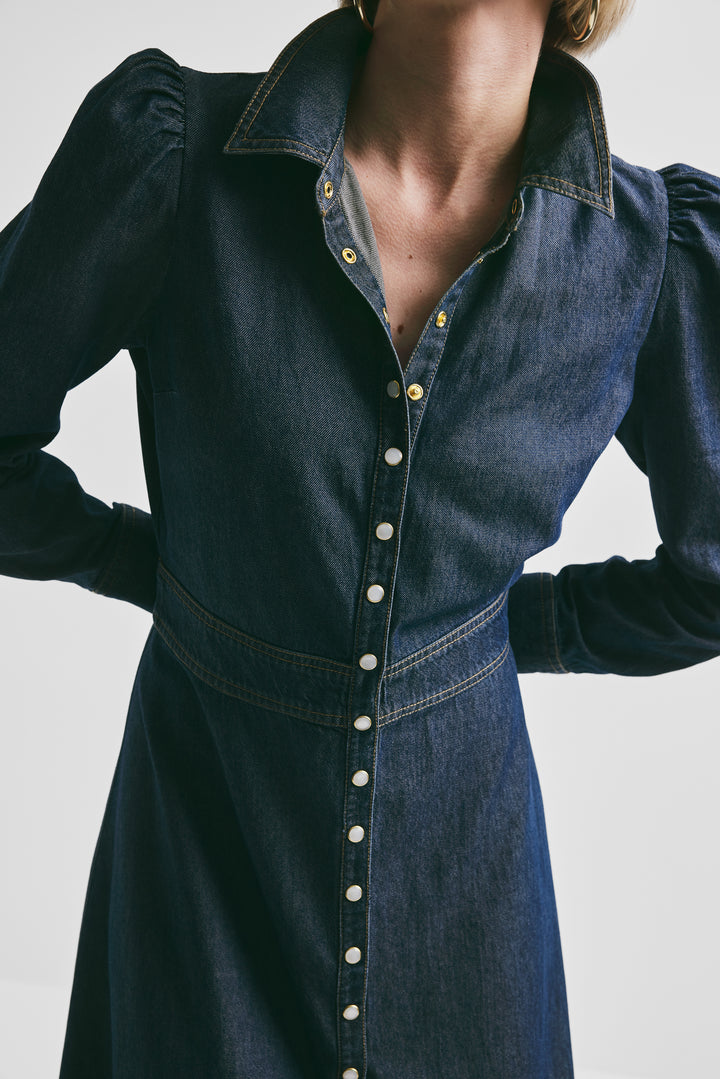 Denim Maxi Dress Dark Blue