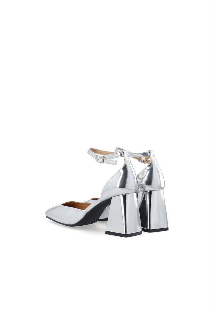 Biajoyce D'Orsay Pump Faux Leather Silver Mirror