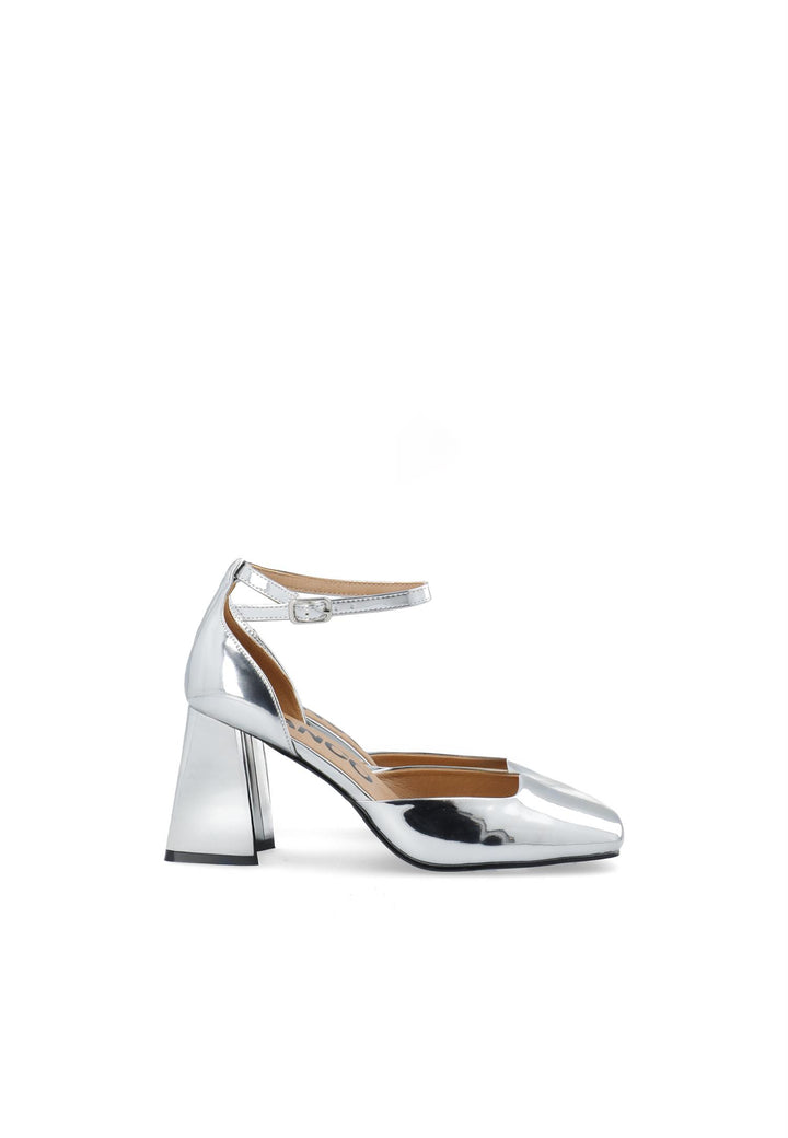 Biajoyce D'Orsay Pump Faux Leather Silver Mirror
