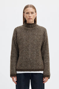 Lulu Ls Herringbone Knit High Neck Delicioso Birch