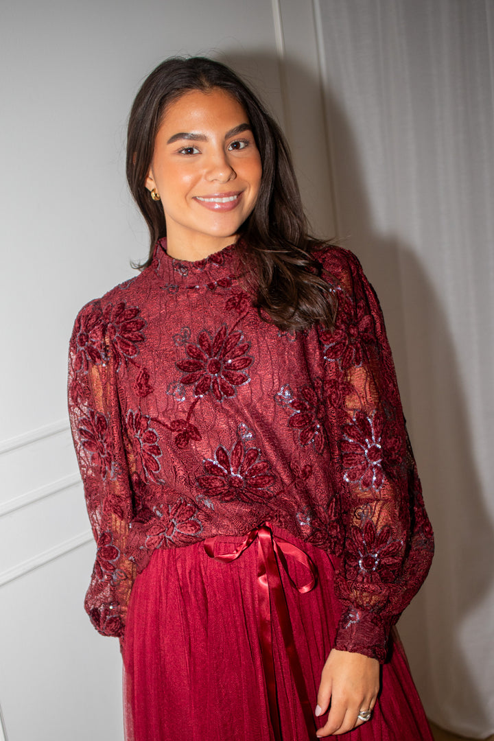 O-Neck Blouse Bordeaux