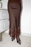 Lumine Sateen Midi Skirt Choco