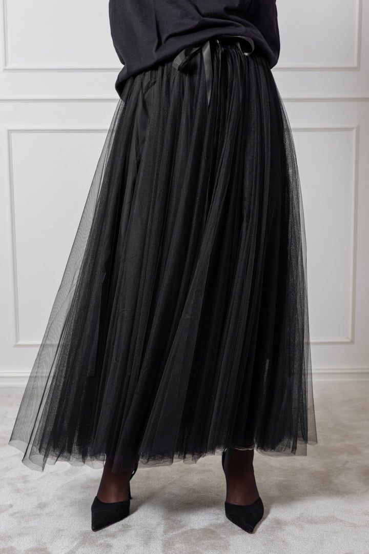 Tulle Midi Skirt Black