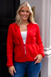 Sia Ras Ls Knit Belt Cardigan Equestrian Red Melange