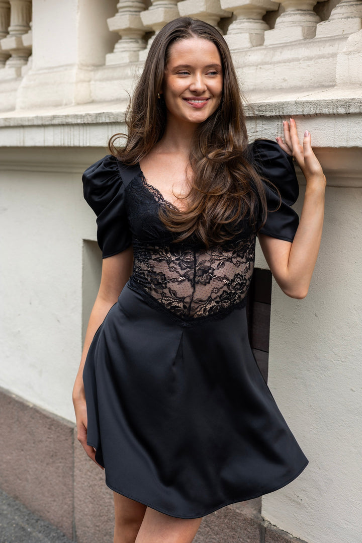 Francis Lace Mini Dress Black