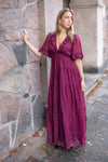 Organza Ruffle Dress Burgundy