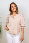 Amy Embroidered Shirt Golden Beige Poplin