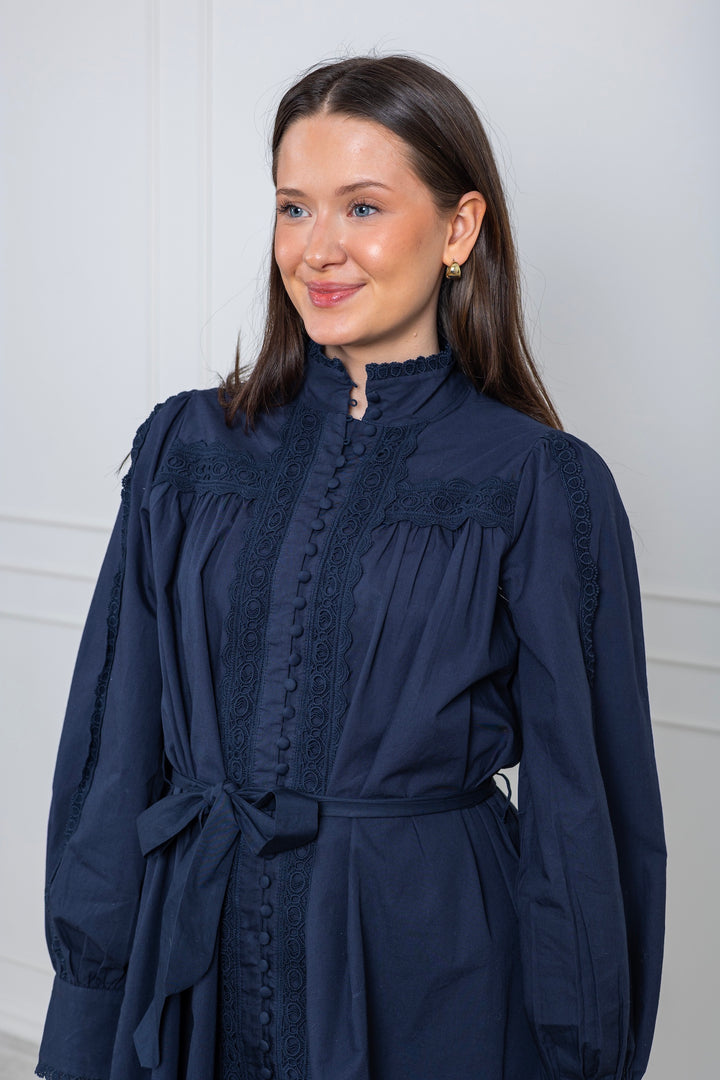 Pagira Ls High Neck Dress Navy Blazer
