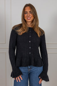Numa Ls Knit Cardigan Black