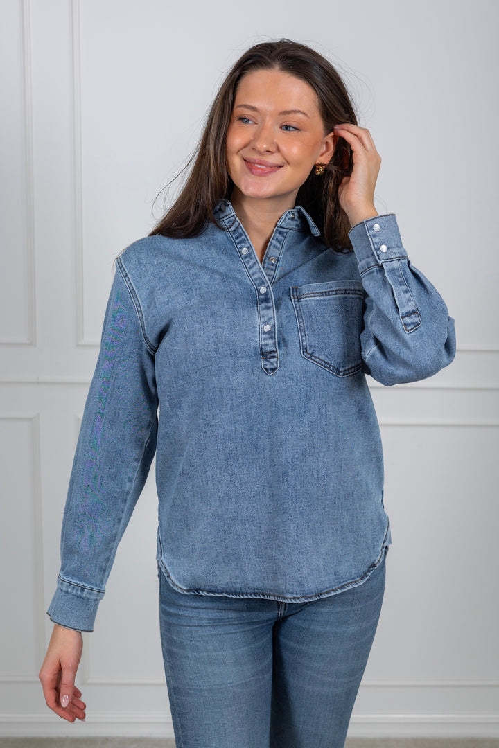 Andorra Blouse Lht Blue Denim