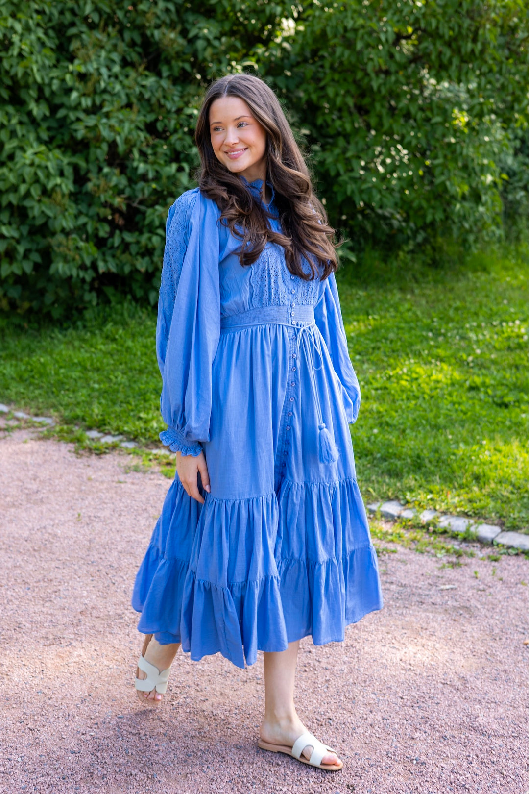 Cotton Slub Midi Dress Dusty Blue