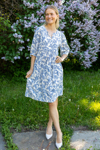 Benete Dress Blue Dot Paisley Print