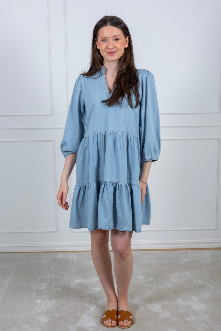 Viggasi Dress Whiteish Blue Denim