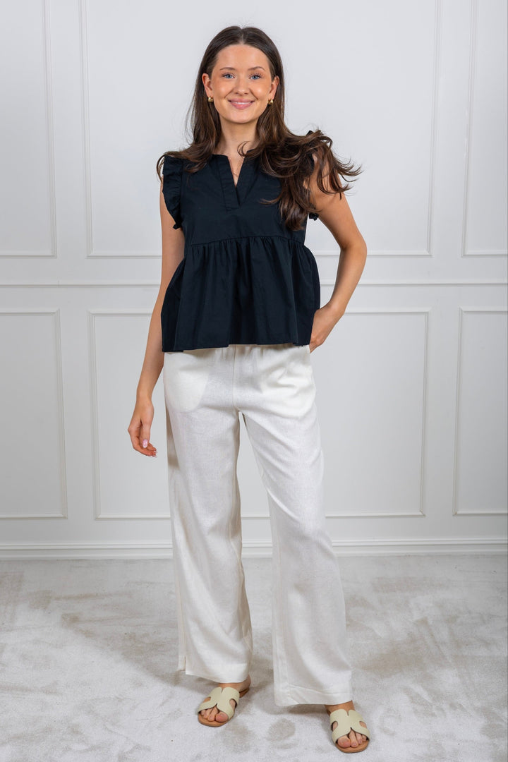 Flaxy Hw Linen Pant Star White