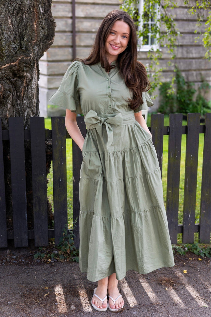Gaia Dress Sage Poplin