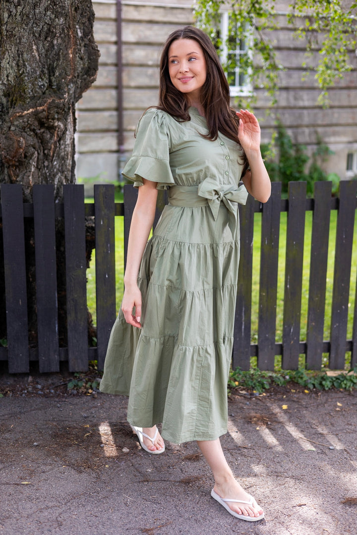 Gaia Dress Sage Poplin