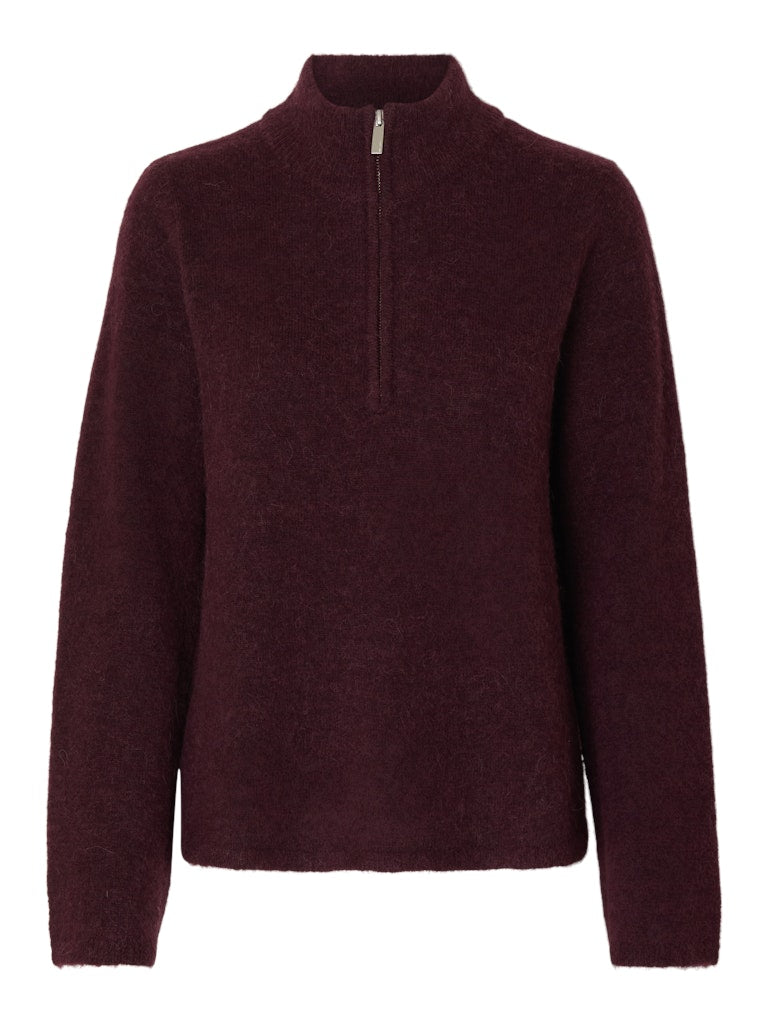 Lulu Ls Knit Half Zip Fig Melange