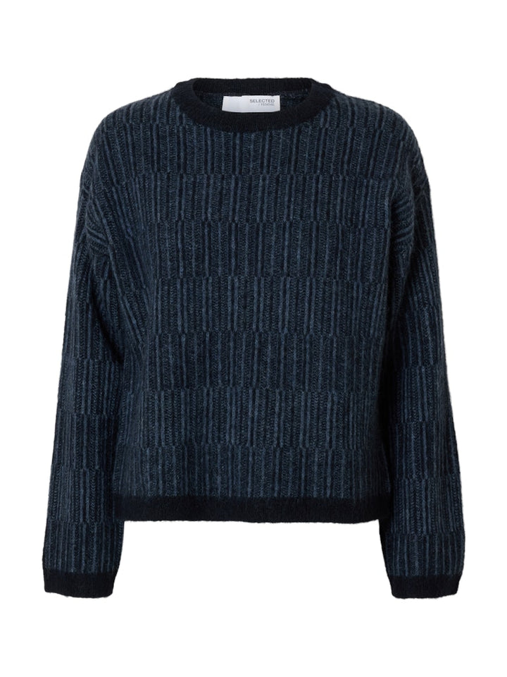Alva Ls Knit Stripe O-Neck Dark Sapphire Key Largo