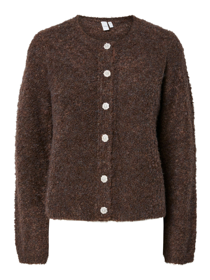 Plyra Ls Knit Cardigan Chocolate Brown