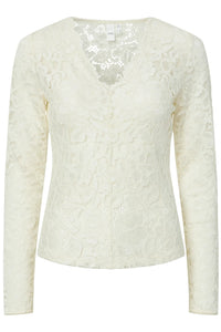 Lacey Ls V-Neck Lace Top Pristine