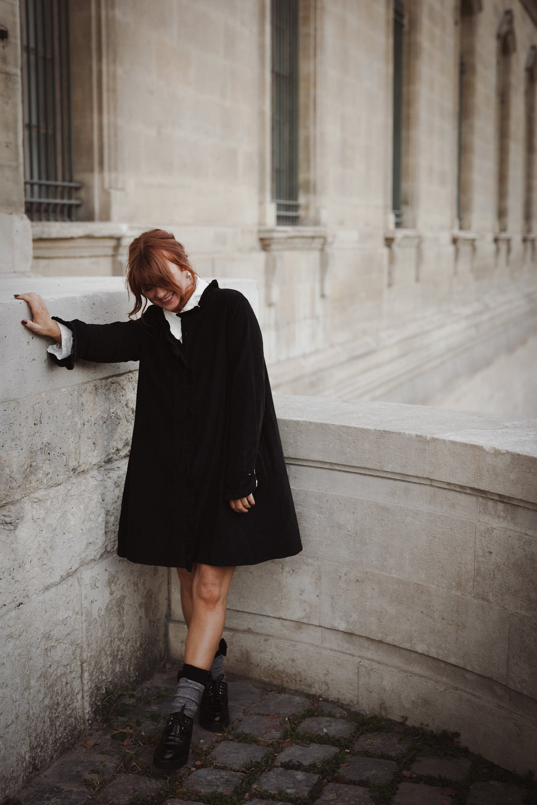 A - Shaped Cord Coat Dress Black | Kjoler | Smuk - Dameklær på nett