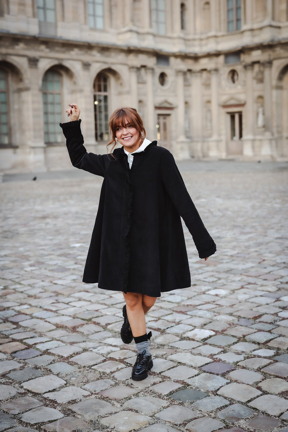 A - Shaped Cord Coat Dress Black | Kjoler | Smuk - Dameklær på nett