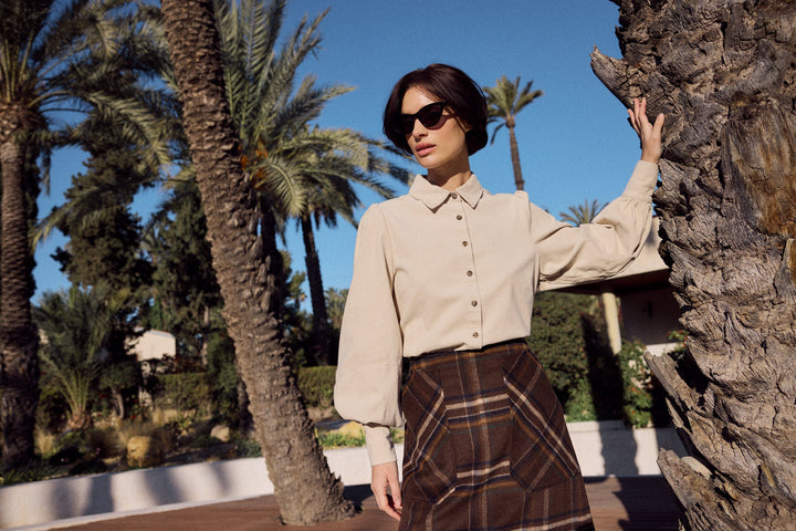 Adam Check Skirt Coffee | Skjørt | Smuk - Dameklær på nett