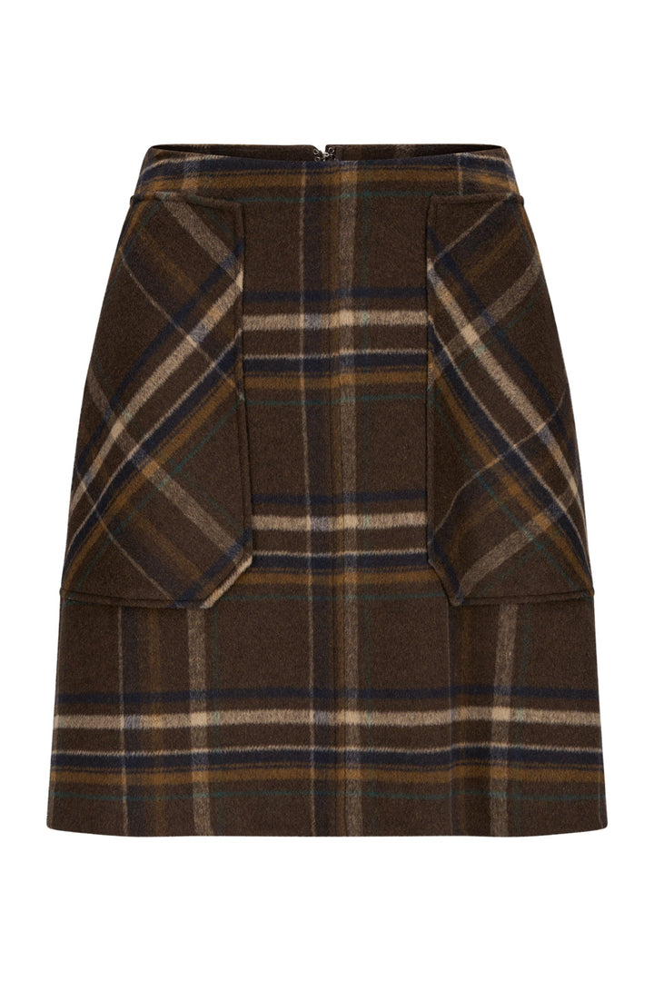 Adam Check Skirt Coffee | Skjørt | Smuk - Dameklær på nett