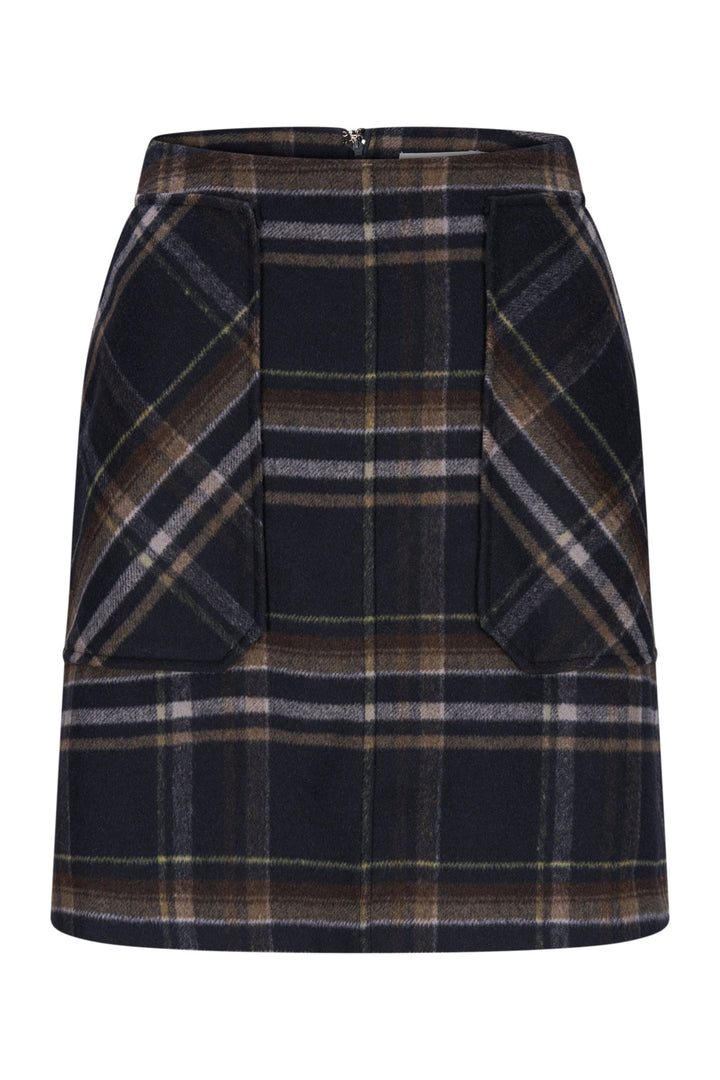 Adam Check Skirt Dk. Navy | Skjørt | Smuk - Dameklær på nett