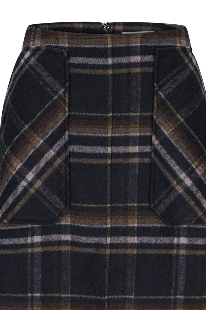 Adam Check Skirt Dk. Navy | Skjørt | Smuk - Dameklær på nett