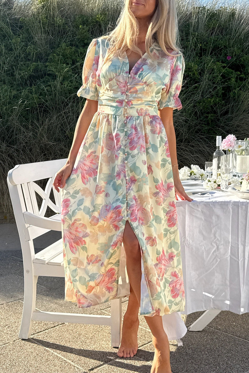 Adel Long Ss Dress Pastel Garden | Kjoler | Smuk - Dameklær på nett