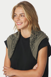 Adelina Paisley Knit Scarf Army