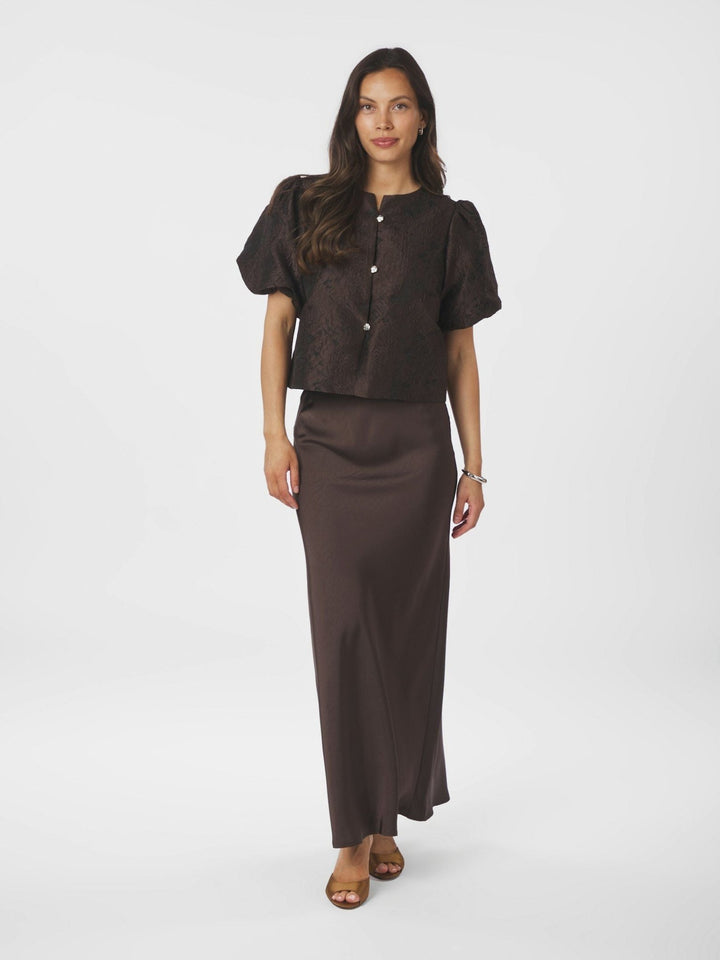 Aisa Brocade Blouse Dark Brown | Skjorter og bluser | Smuk - Dameklær på nett