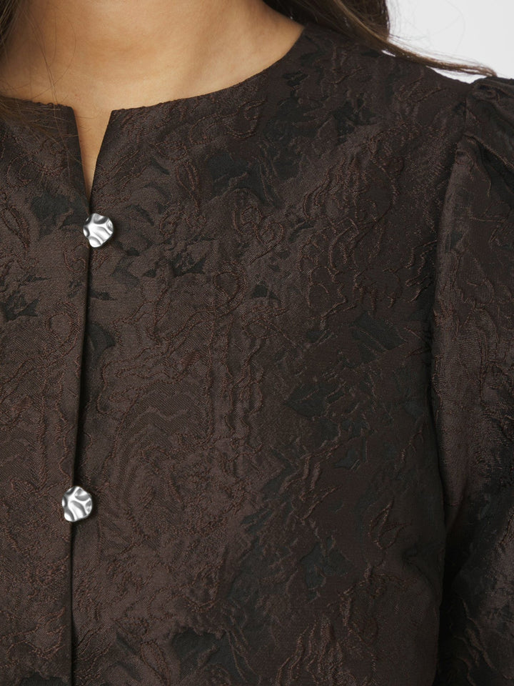 Aisa Brocade Blouse Dark Brown | Skjorter og bluser | Smuk - Dameklær på nett