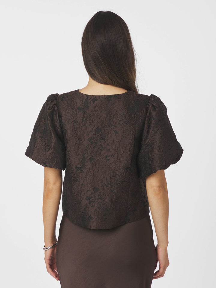 Aisa Brocade Blouse Dark Brown | Skjorter og bluser | Smuk - Dameklær på nett