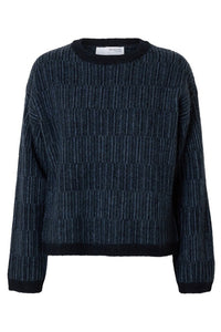 Alva Ls Knit Stripe O-Neck Dark Sapphire Key Largo