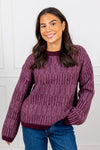 Alva Ls Knit Stripe O-Neck Fig Ligther Fig