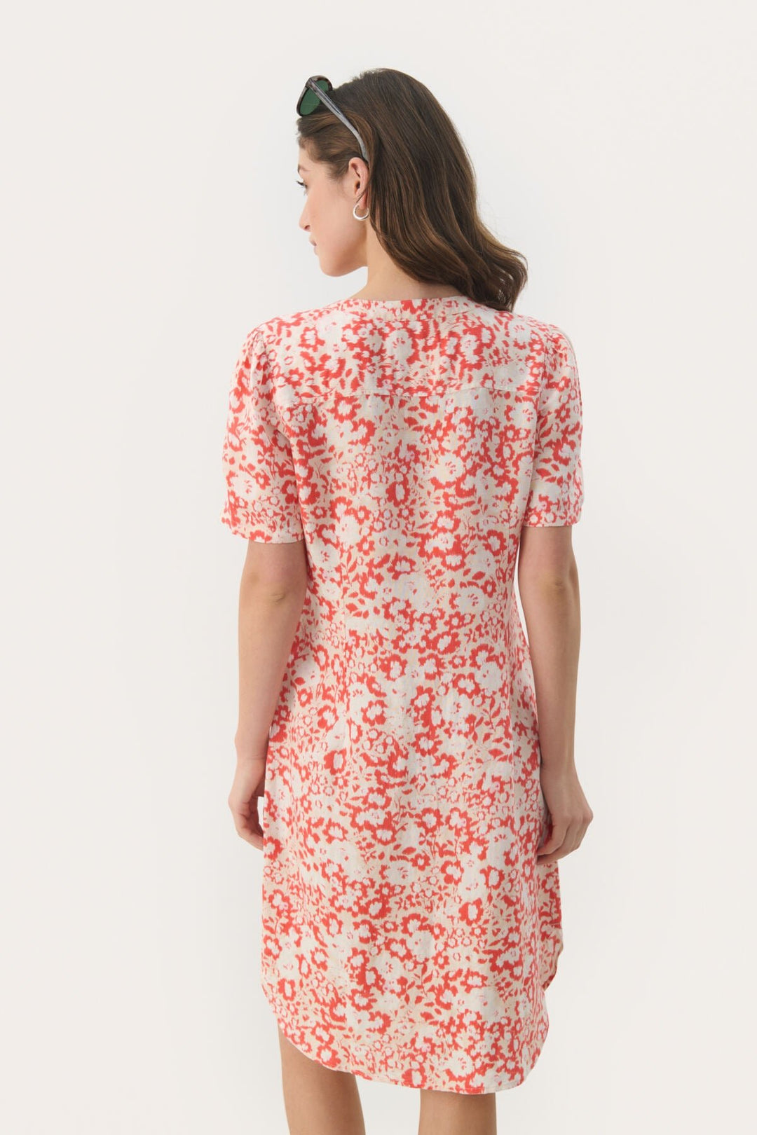 Aminasepw Dress Mandarin Red Blurred Flower | Kjoler | Smuk - Dameklær på nett