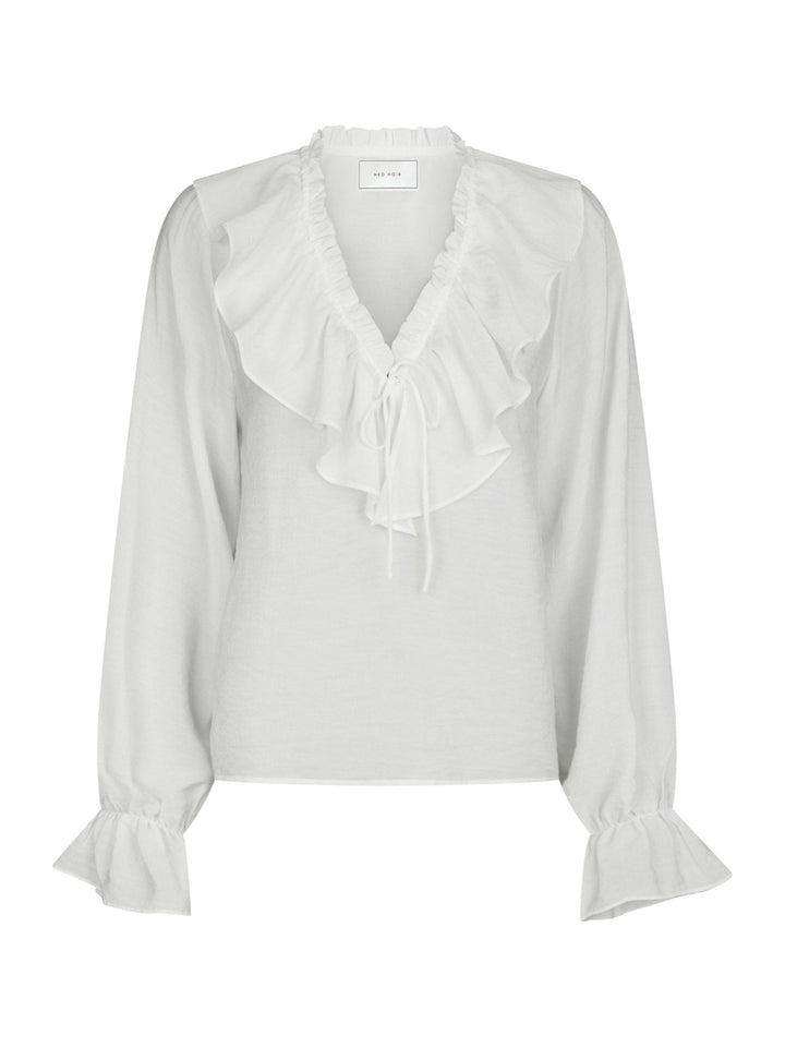 Aminea Ruffle Blouse White | Skjorter og bluser | Smuk - Dameklær på nett