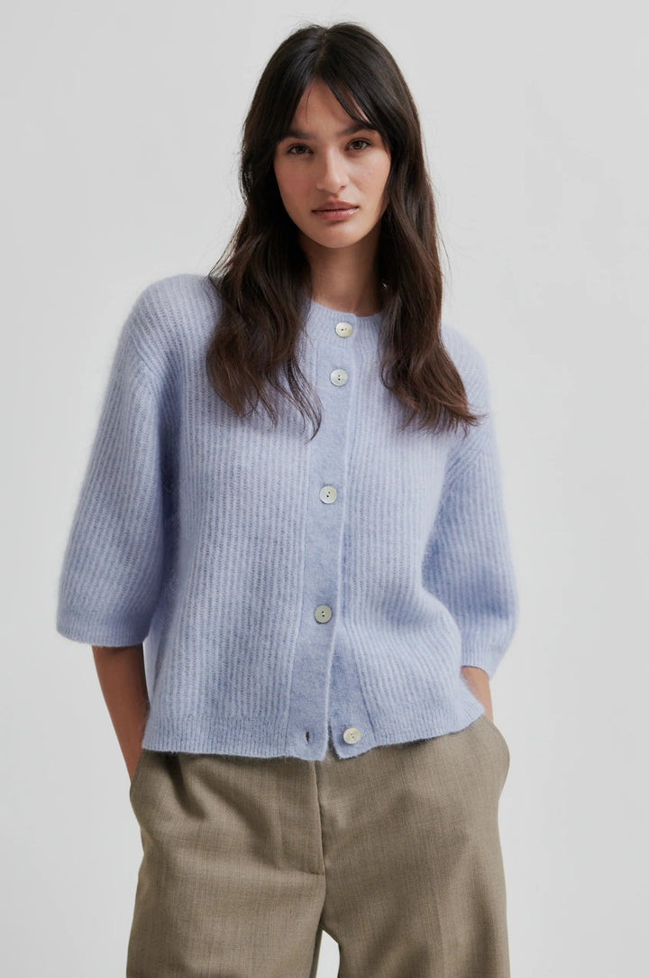 Andrea Knit Rib Cardigan Brunnera Blue | Genser | Smuk - Dameklær på nett