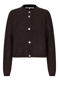 Andrea Knit Rib Ls Cardigan Demitasse