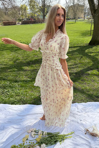Ariel Long Dress Off White Vintage Rose