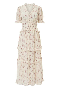 Ariel Long Dress Off White Vintage Rose