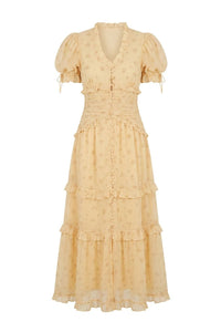 Ariel Long Dress Yellow Flower Print