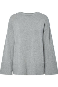Babette Ls O-Neck Knit Pullover Medium Grey Melange