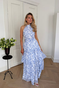 Belle Long Dress Blue Dazzling Flower