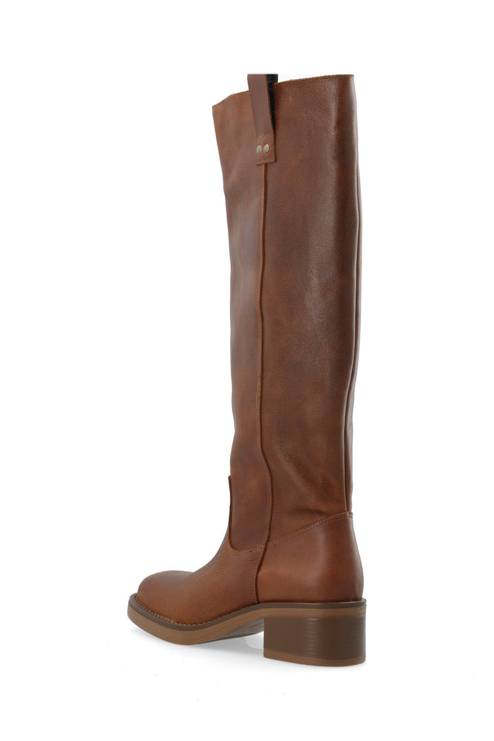 Biamary Knee High Pull On Boot Pull Up Leather Cognac | Sko | Smuk - Dameklær på nett