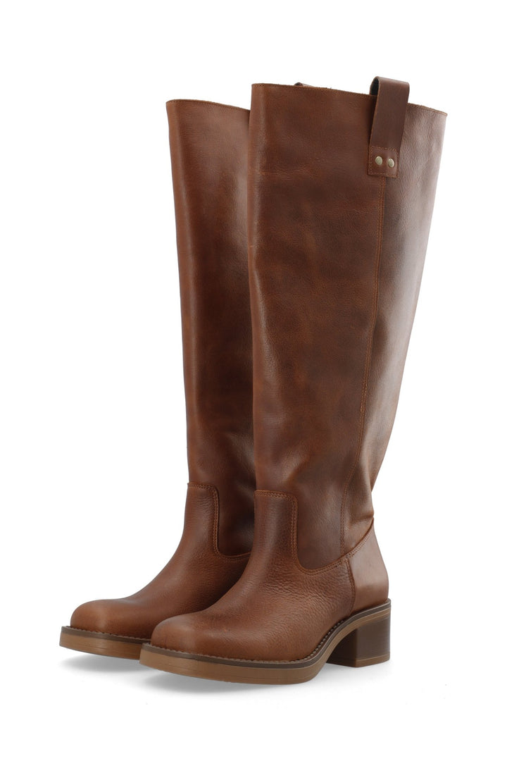 Biamary Knee High Pull On Boot Pull Up Leather Cognac | Sko | Smuk - Dameklær på nett